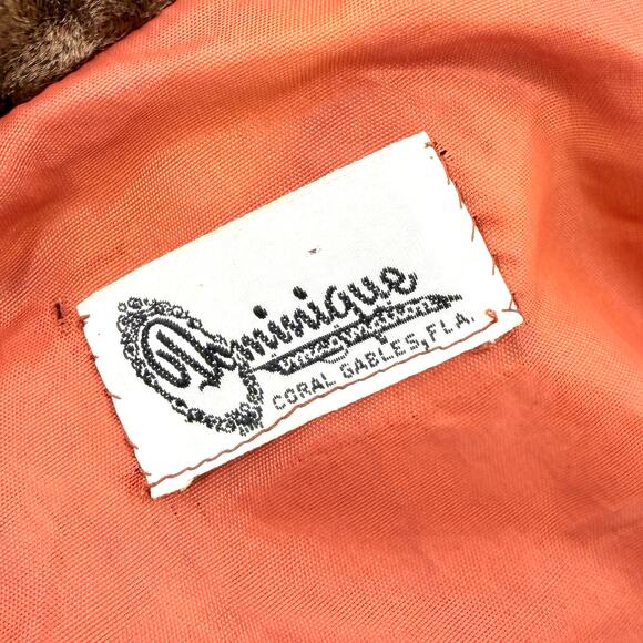 Vintage 50s Chocolate Brown Copper Faux Fur Belted Wrap Coat - Picture 7 of 8